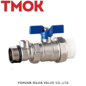 External thread butterfly handle Nickel plating brass ball valve